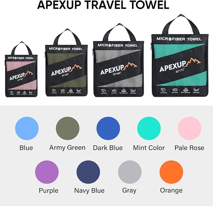 APEXUP Microfiber Travel Towel, Ultra Absorbent Quick Dry Towels, Lightweight - Image 5