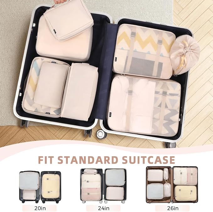 BAGAIL 8 Set Packing Cubes Luggage Packing Organizers - Image 5