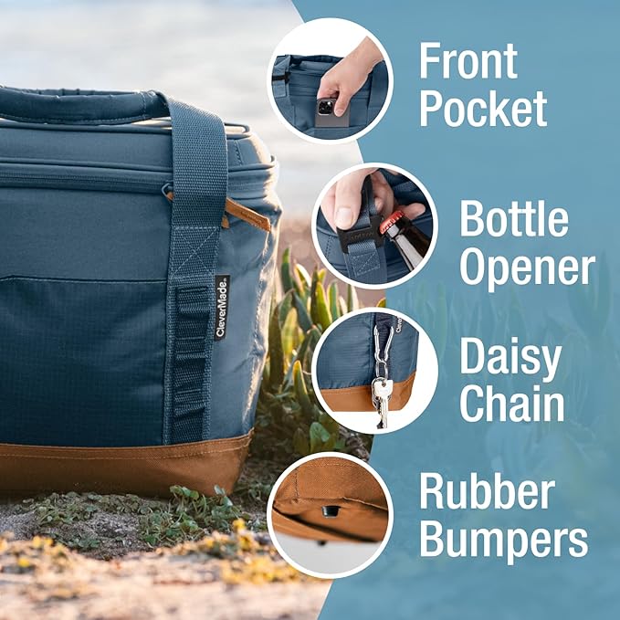 CleverMade Collapsible Insulated Cooler Bag – Leakproof Soft Folding Cooler - Image 3