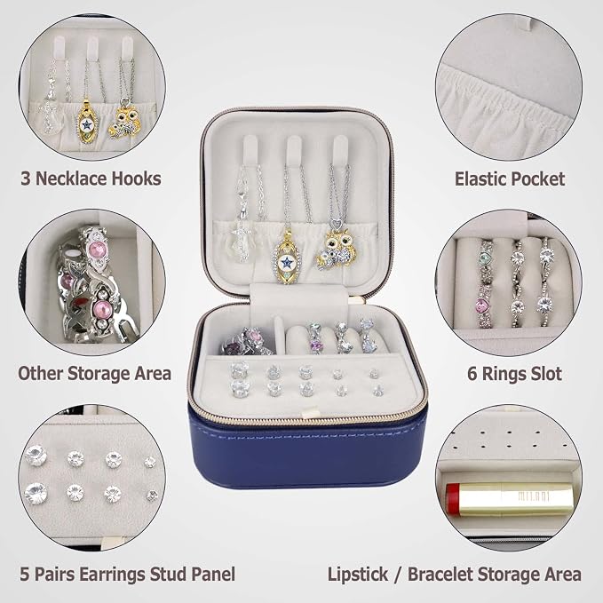 【2 Pack】 PU Leather Travel Small Portable Mini Travel Jewelry Organizer - Image 2