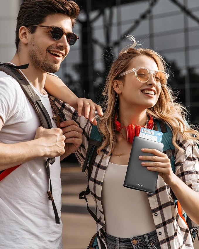 VULKIT Passport Holder Wallet RFID Blocking Travel Wallet - Image 6