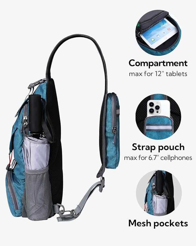WATERFLY Packable Small Crossbody Sling Backpack Shoulder Chest Bag Daypack - Image 6