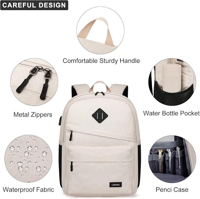 School Backpack for Teen Boys and Girls, Backpack for Men Women, 15.6 inch - Image 3