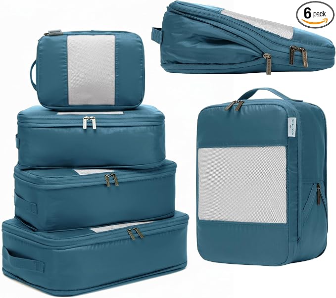 6-Pack Compression Packing Cubes Travel Essentials by NookTheory