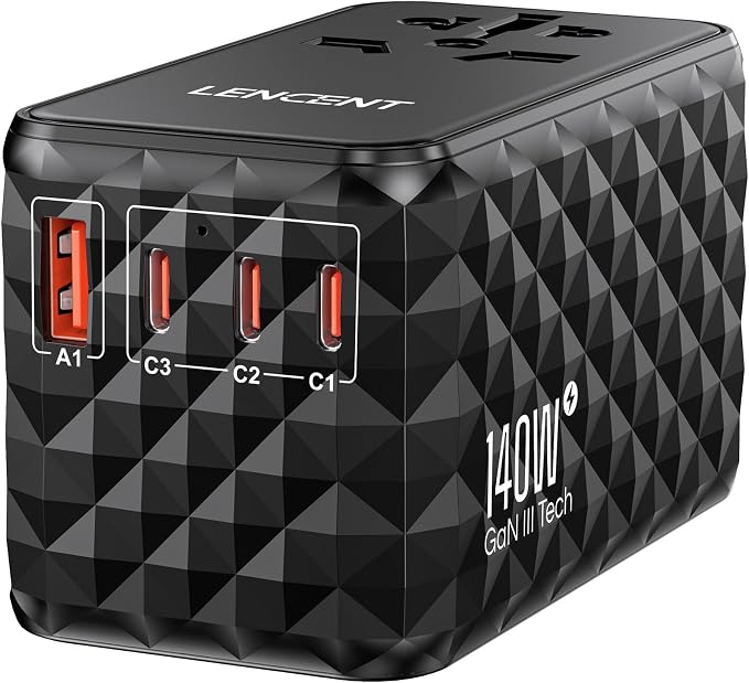 LENCENT 140W International Travel Adapter, GaN Universal Travel Adapter by LENCENT