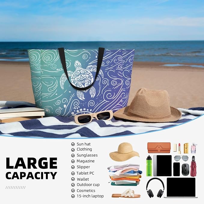 Beach Bag for Women Beach Tote Bag Waterproof Sandproof Large Bags - Image 5