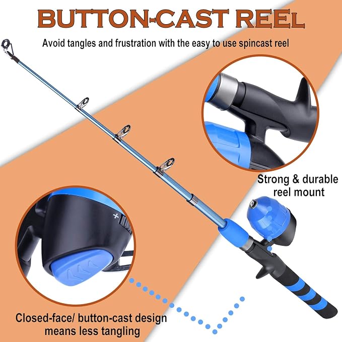 PLUSINNO Kids Fishing Pole, Portable Telescopic Fishing Rod and Reel Combo Kit - - Image 5