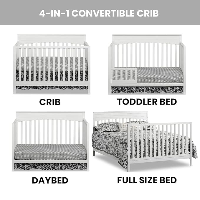 Oxford Baby Harper 4-in-1 Convertible Crib, Snow White - Image 3
