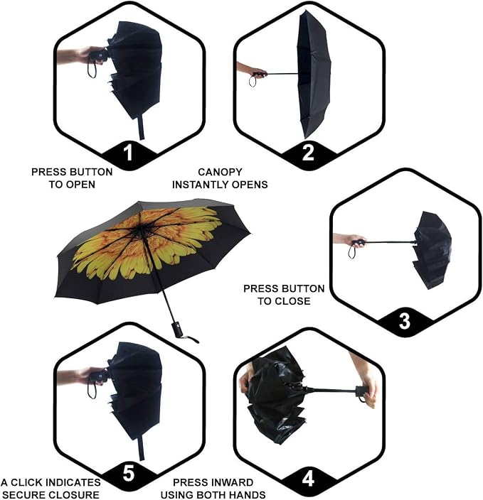 SY COMPACT Travel Umbrella Windproof Automatic Umbrellas Small Compact UV Sun - Image 6