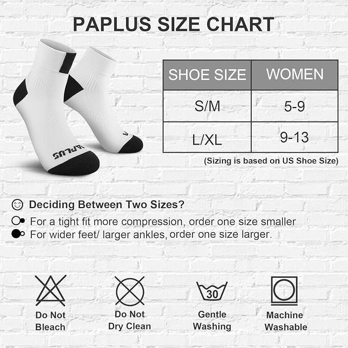 PAPLUS Ankle Compression Socks for Women 6 Pairs, Running Athletic Socks - Image 2