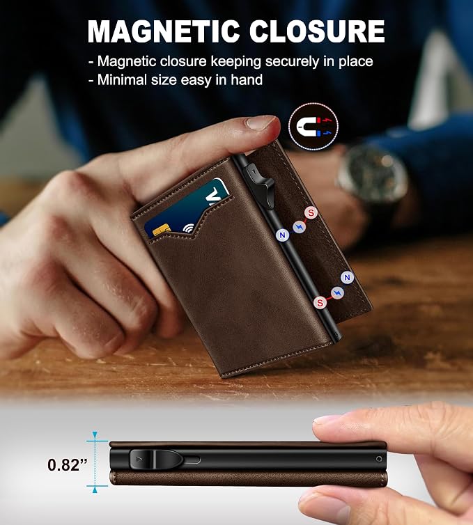 Wallet for Men, with Cash Pocket 2 ID Window 9-13 Cards, Metal Case Smart Slim - Image 3
