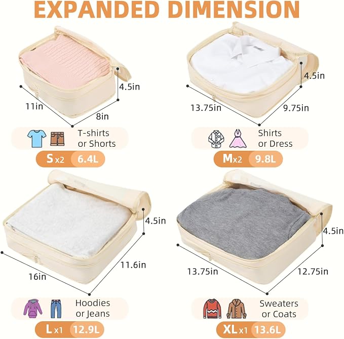 BAGAIL 4 Set/6 Set/8 Set Compression Packing Cubes Travel Accessories - Image 2