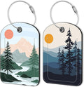 2 Pack Luggage Tag for Suitcase Sun Mountains Tree River Landscape Leather by Unknown