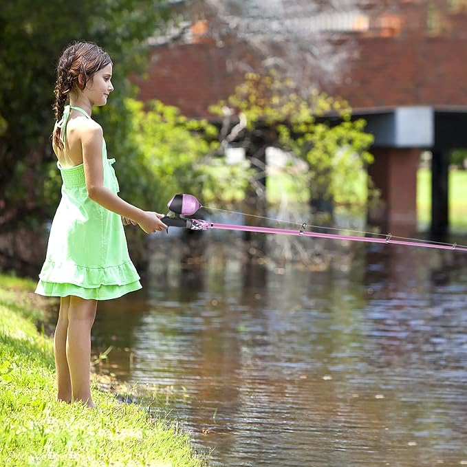 ODDSPRO Kids Fishing Pole Pink, Portable Telescopic Fishing Rod and Reel Combo - Image 7