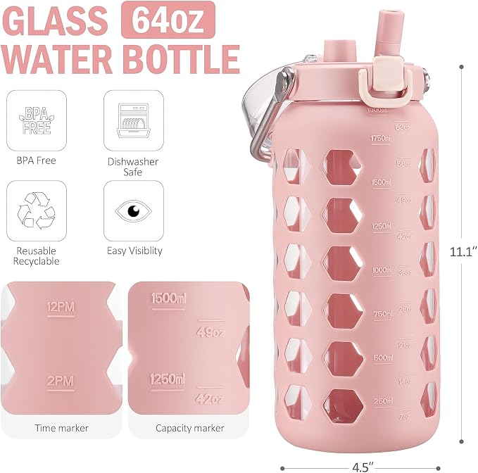 MUKOKO 64oz Glass Water Bottles - Image 3