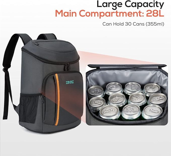 TOURIT Cooler Backpack 30 Cans Lightweight Insulated Backpack Cooler Leak-Proof - Image 3