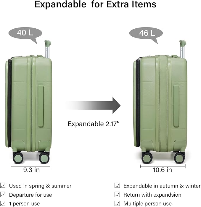 Hanke Hardside Expandable Carry On Luggage, 20 Inch Top Opening Trunk Luggages - Image 2