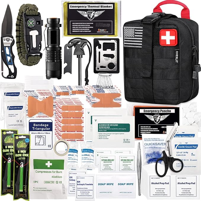 EVERLIT 250 Pieces Survival First Aid Kit IFAK EMT Molle Pouch Survival Kit by EVERLITSURVIVAL