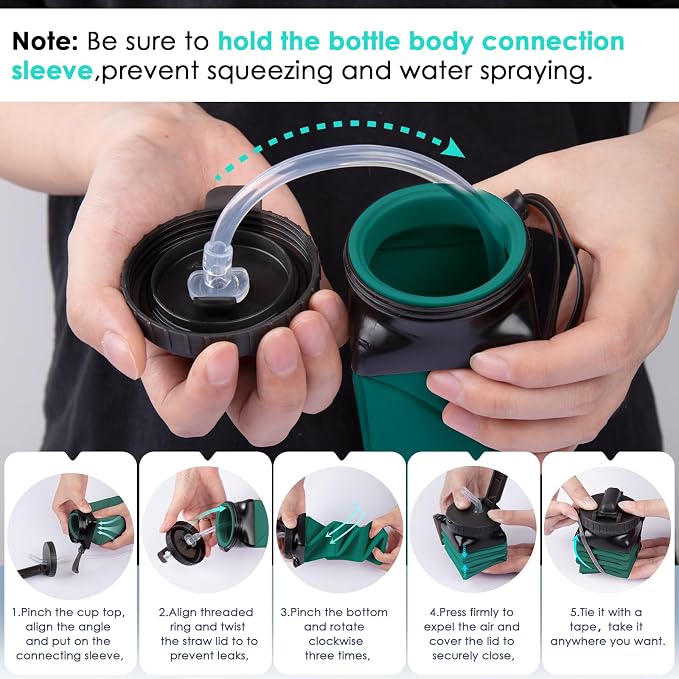 Collapsible Water Bottles 20.6oz Foldable Water Bottle BPA Free Reusable - Image 7