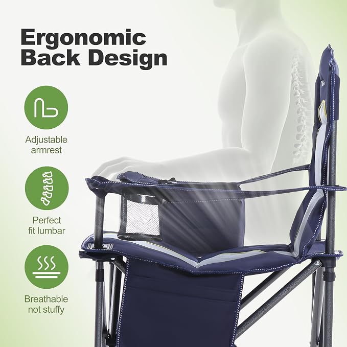 LET'S CAMP Oversized Folding Camping Chair Portable Outdoor Heavy Duty Padded - Image 8