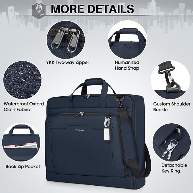 RAINSMORE Garment Bags for Travel Carry On Garment Bag for Hanging Clothes - Image 6