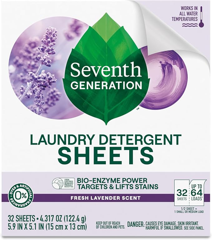 Seventh Generation Laundry Detergent Sheets, Fresh Lavender Scent, Removes - Image 3