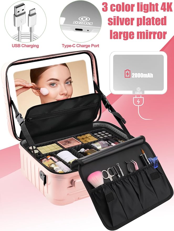 Kalolary Travel Makeup Train Cases, Makeup Bag - Image 6