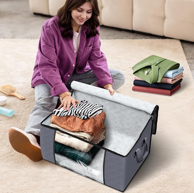 Fab totes 3-Pack Clothes Storage, Foldable Blanket Storage Bags, Containers - Image 4