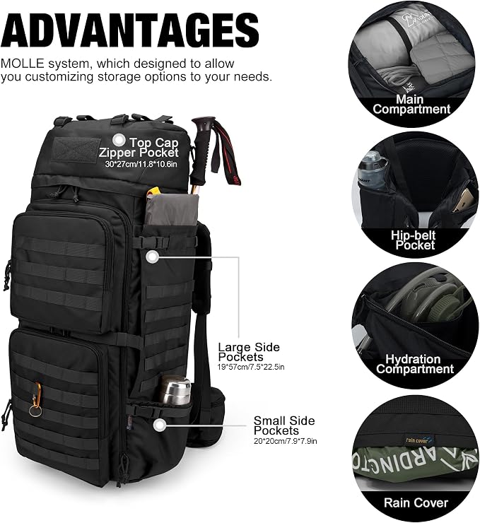 Mardingtop 75L Molle Hiking Internal Frame Backpacks - Image 3