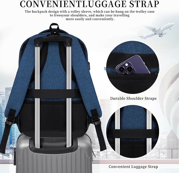 Black Backpack for Men Women, School Backpack for Boys Girls Teens, 15.6 Inch - Image 6