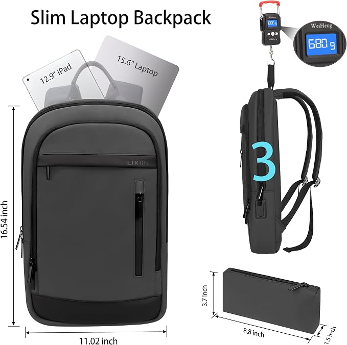 Business Backpack for Men Lightweight Commute Laptop Backpack Anti-Theft Water - Image 2