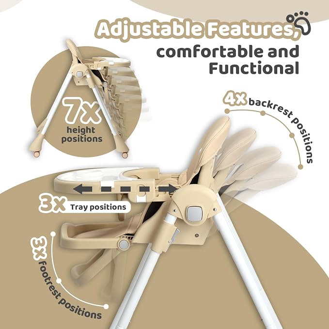 JOYMOR Foldable Baby High Chair, 4 in 1 Convertible Highchair - Image 3