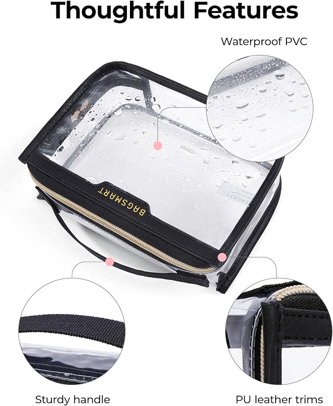 BAGSMART Clear Makeup Bag, TSA Approved Toiletry Bag, Makeup Cosmetic Pouch Bag - Image 5