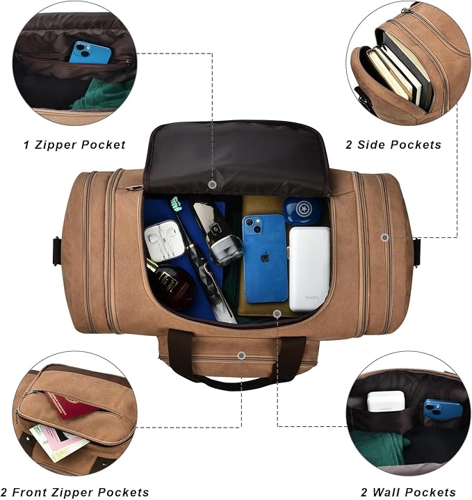 Litvyak Duffle Bag for Travel, 50L Canvas Travel Duffel Bags Overnight Weekend - Image 6