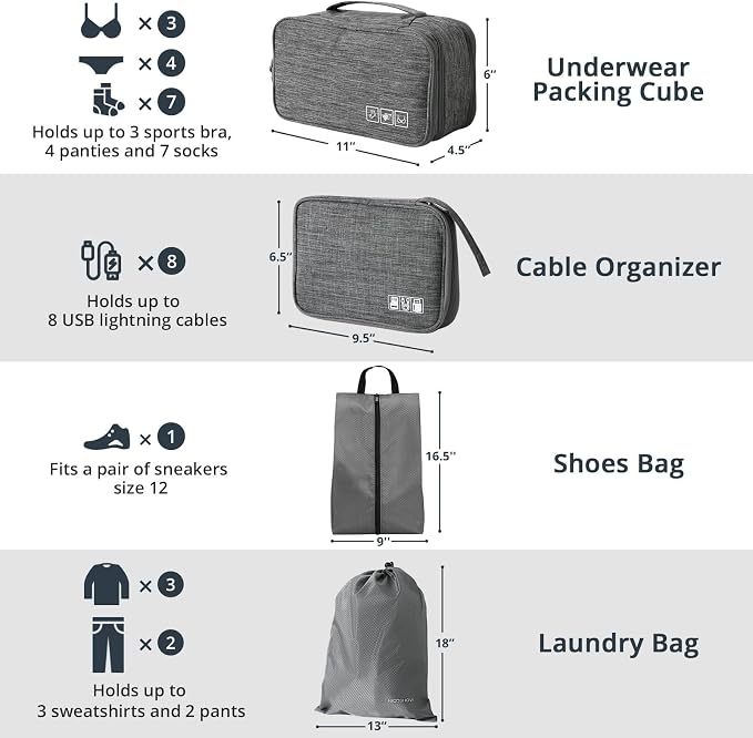 7 Set Compression Packing Cubes - Image 4