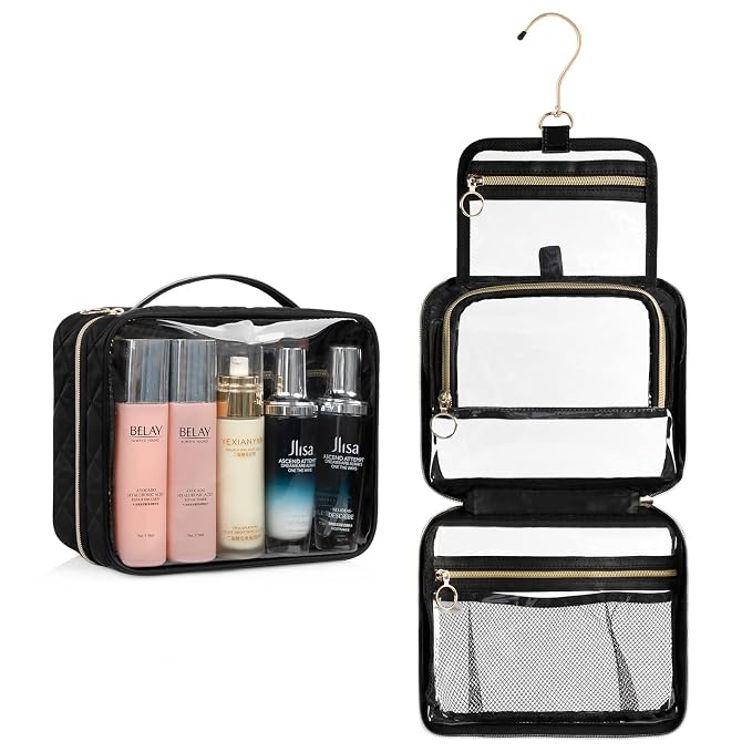 CUBETASTIC Clear Toiletry Bag, Transparent Travel Makeup Bag Small Hanging by CUBETASTIC