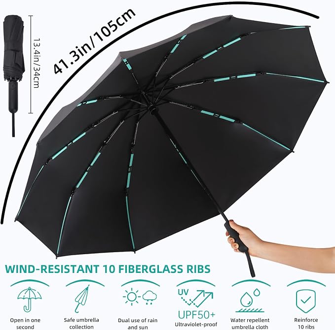 Folding Umbrella Anti-UV Compact Durable Folding Umbrella Auto Open Close - Image 5
