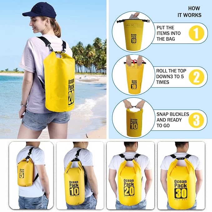 Dry Bag Waterproof Backpack 5L/10L/20L/30L Roll Top Waterproof Bag, Floating - Image 3
