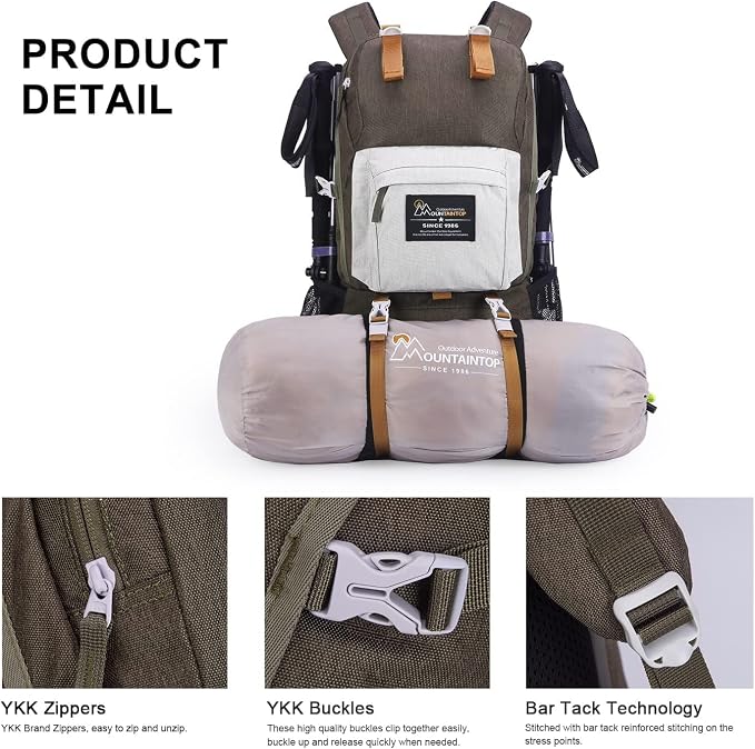 MOUNTAINTOP 40L Hiking Backpack Lightweight Travel Backpack - Image 5