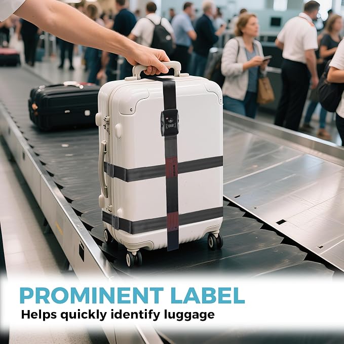 Luggage Straps with TSA Lock, Adjustable Heavy Duty Black Luggage Straps - Image 7