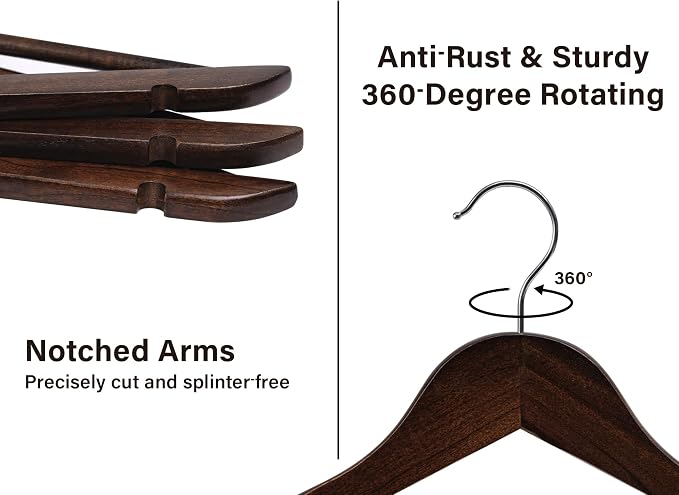 StorageWorks Wooden Hangers 30 Pack, Wood Coat Hanger - Image 5