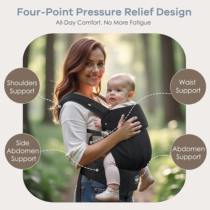 Baby Carrier with Lumbar Support, Cozy Baby Carrier Newborn to Toddler with - Image 5