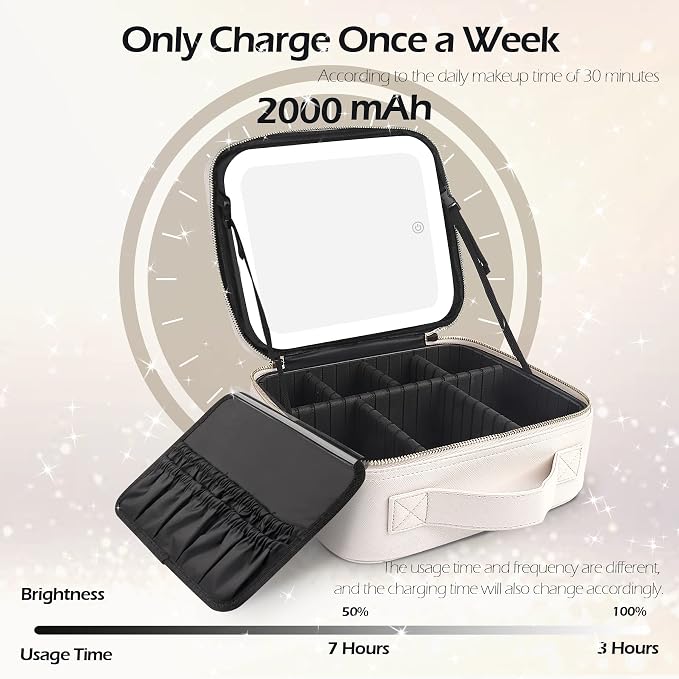 MOMIRA Makeup Bag with Mirror and Light Travel Makeup Train Case Cosmetic Bag - Image 5