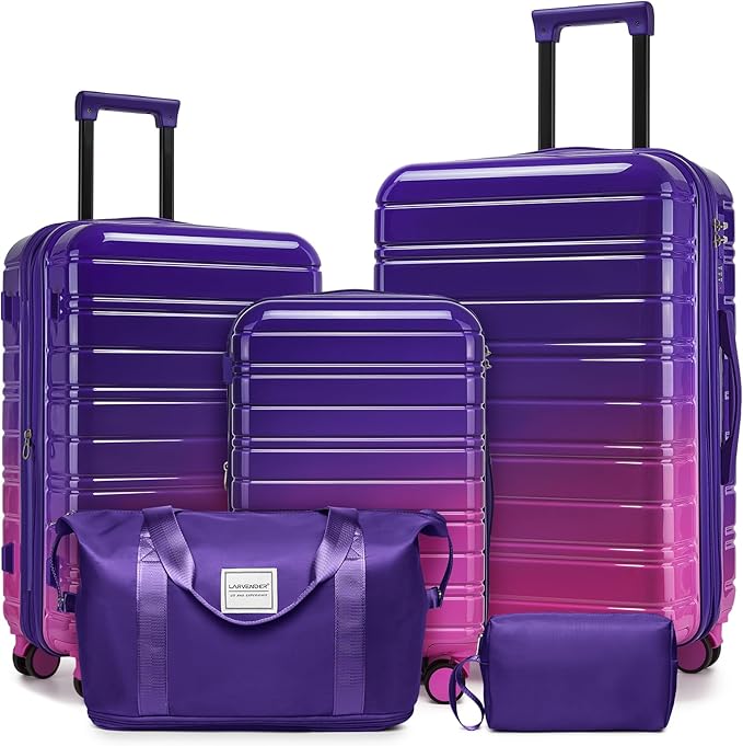 LARVENDER Luggage Sets 5 Piece Hardside Expandable Suitcase by LARVENDER