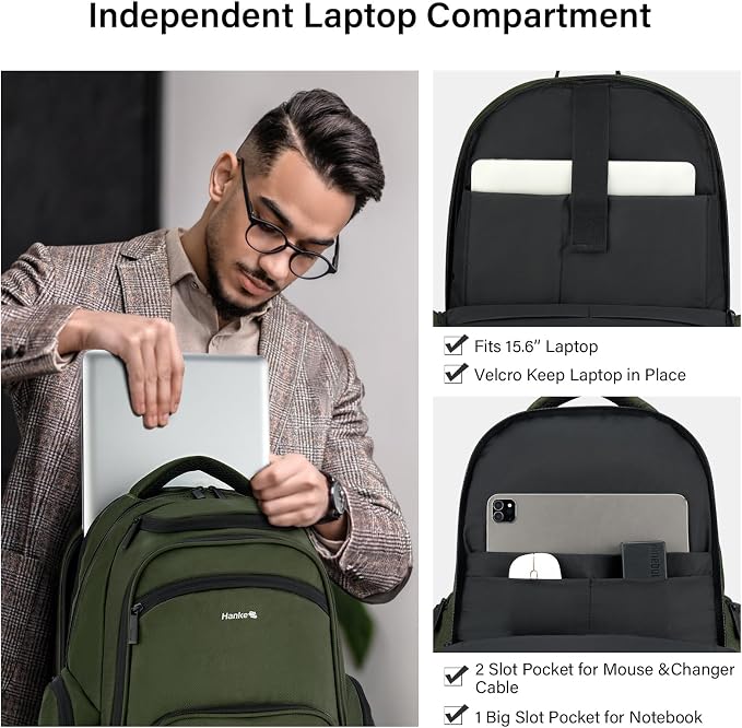 Hanke College Laptop Backpack Multi-Pocket, 18-Inch Large Travel Backpack - Image 4