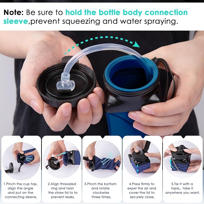 Collapsible Water Bottles 20.6oz Foldable Water Bottle BPA Free Reusable - Image 2