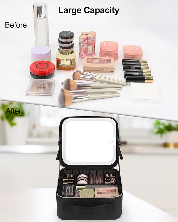 Chomeiu Makeup Bag with LED Mirror, Travel Makeup Case - Image 5