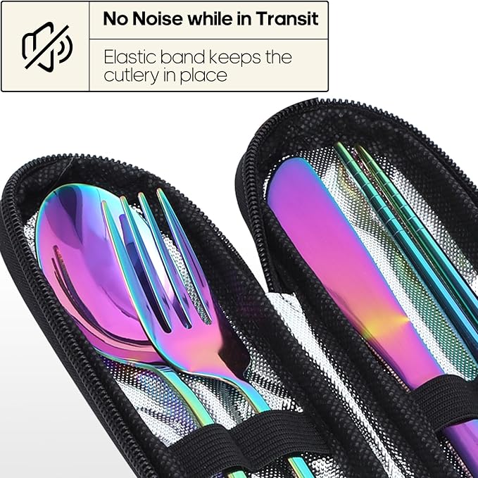 Travel Utensils with Case, Quatish Portable Silverware Set - Image 3
