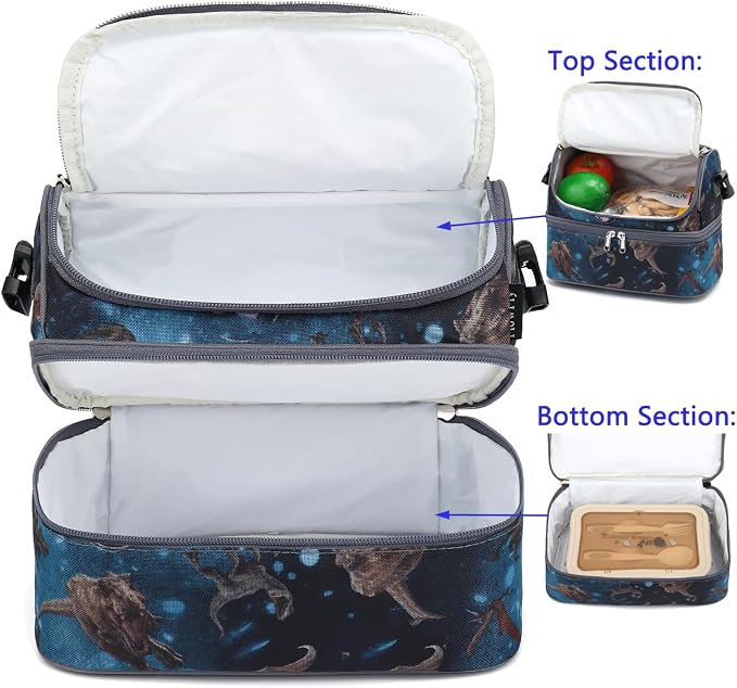 FlowFly Double Decker Cooler Insulated Lunch Bag Large Tote - Image 5