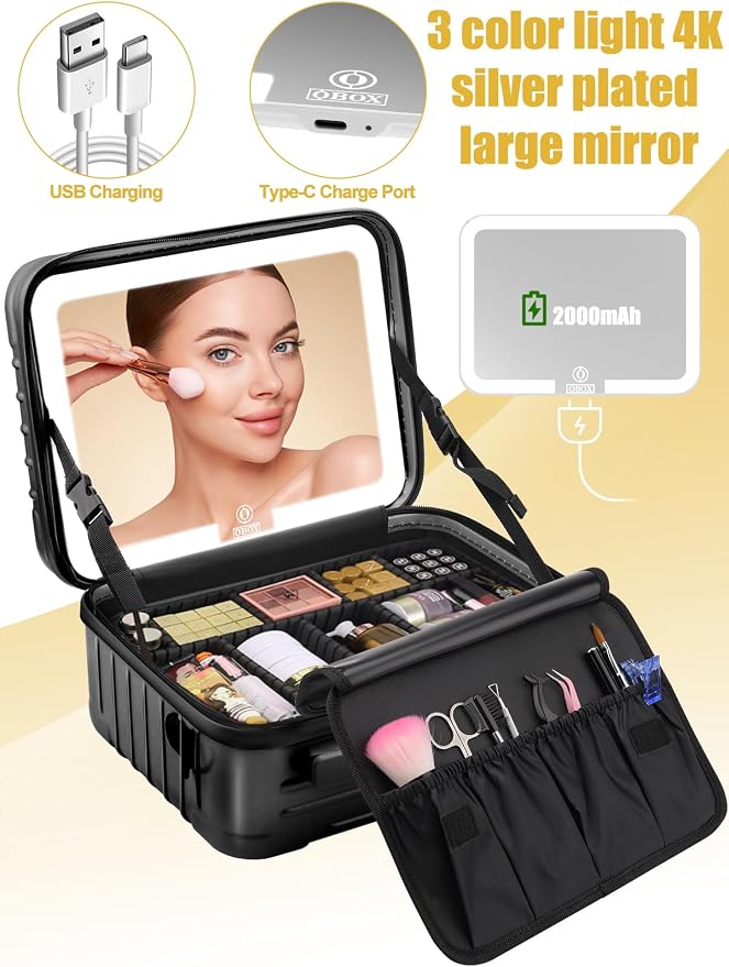 Kalolary Travel Makeup Train Cases, Makeup Bag - Image 6